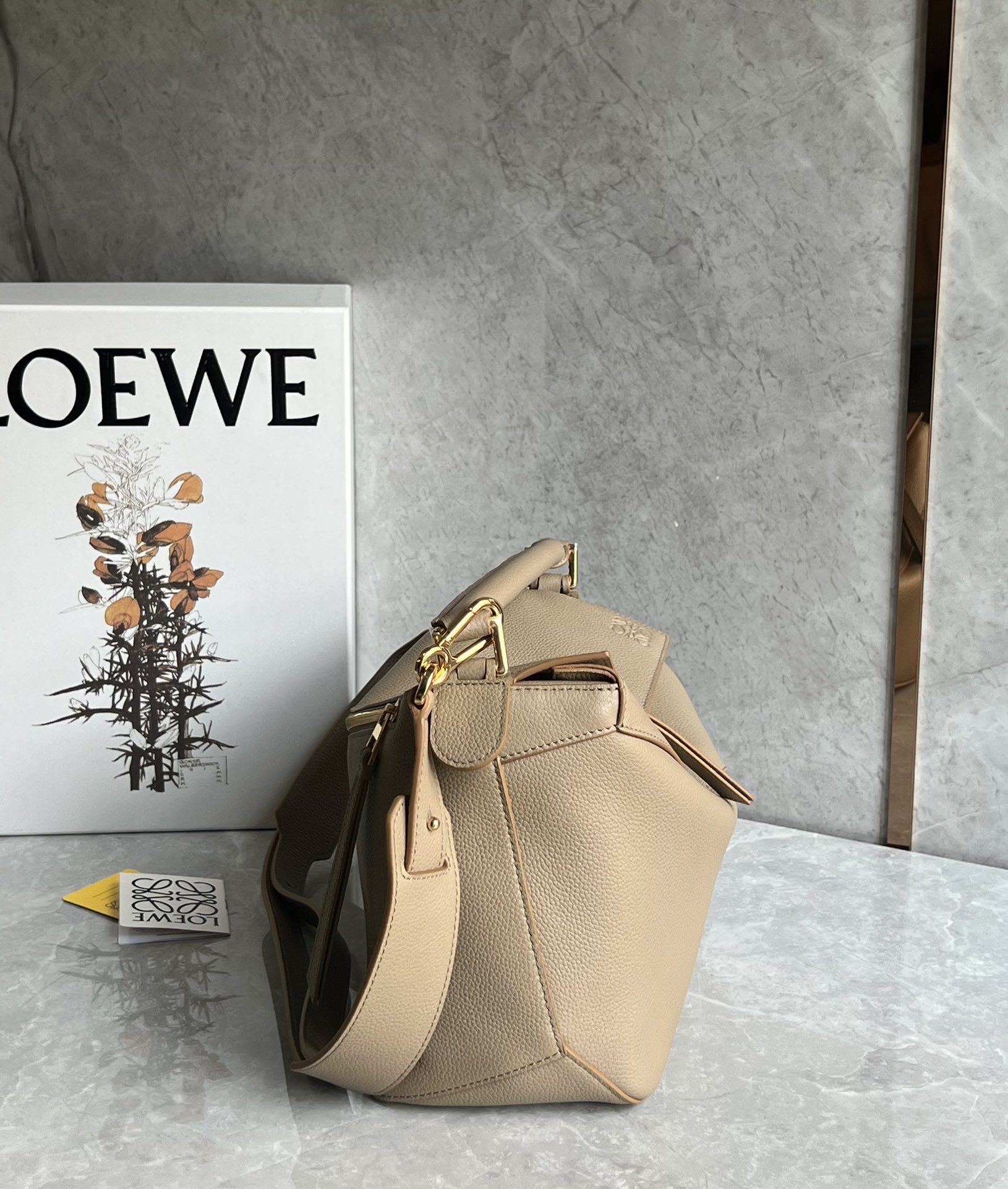 Loewe Medium Puzzle Bag in Soft Grained Calfskin Sand